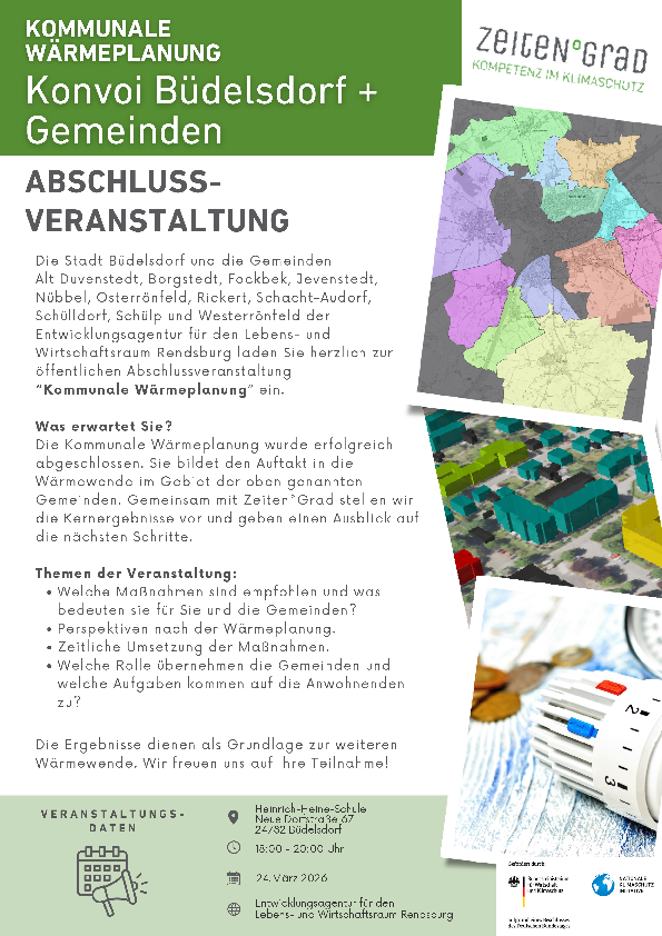 Flyer zur Abschlussveranstaltung zum Projekt Kommunale Wärmeplanung am 24.03.2026