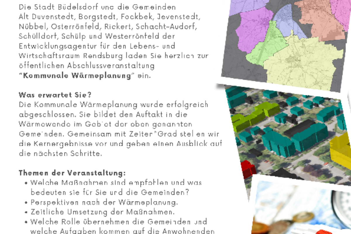 Flyer der Abschlussveranstaltung zum Projekt "Kommunale Wäremplanung"