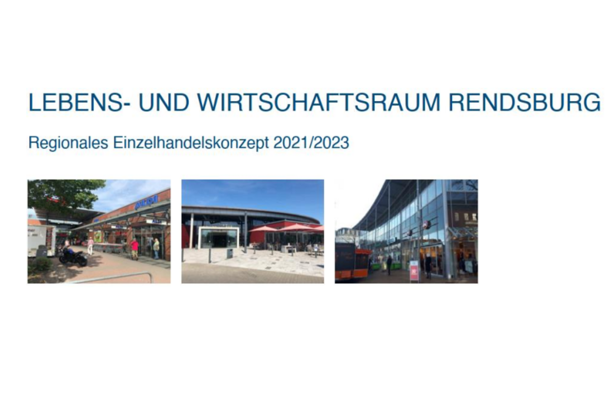 Deckblatt zur Fortschfreibung des Einzelhalndelskonzeptes mit drei Bildern